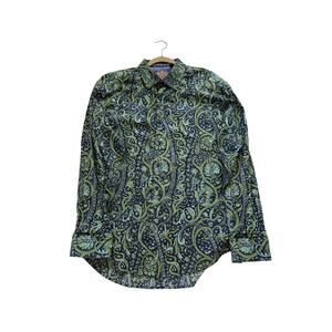 Robert Graham Paisley Green, Purple and Black 2XL Dress Shirt
